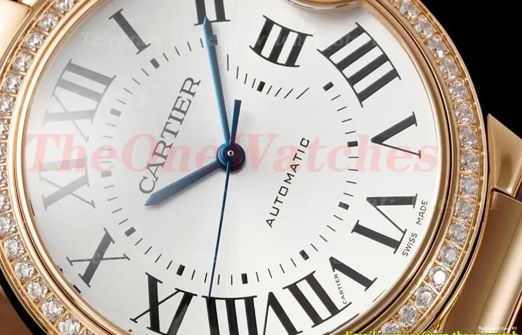 A076 Cartier YG YG De Ballon Wht 36mm 3KF Dia Bleu 0622